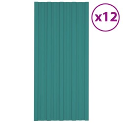 vidaXL Panel para tejado acero galvanizado verde 12 unidades 100x45 cm