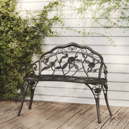 vidaXL Banco de jardín de aluminio fundido negro 100 cm