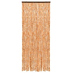 vidaXL Cortina mosquitera de chenilla ocre y blanca 56x185 cm 