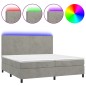 vidaXL Cama box spring colchón y LED terciopelo gris claro 200x200 cm vidaXL Cama box spring colchón y LED terciopelo gris claro 200x200 cm