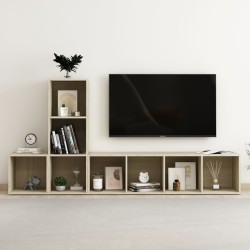 vidaXL Muebles de salón 3 piezas madera de ingeniería roble Sonoma