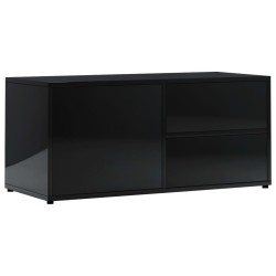 vidaXL Mueble TV madera contrachapada negro brillante 80x34x36 cm