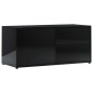 vidaXL Mueble TV madera contrachapada negro brillante 80x34x36 cm vidaXL Mueble TV madera contrachapada negro brillante 80x34x36 cm