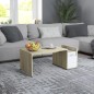 vidaXL Mesa de centro madera contrachapada blanco y roble 90x45x35 cm vidaXL Mesa de centro madera contrachapada blanco y roble 90x45x35 cm