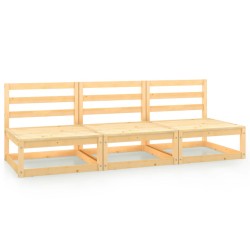 vidaXL Sofás centrales de jardín 3 unidades madera maciza de pino