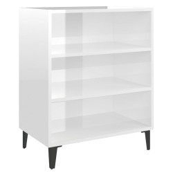 vidaXL Aparador de madera contrachapada blanco brillante 57x35x70 cm