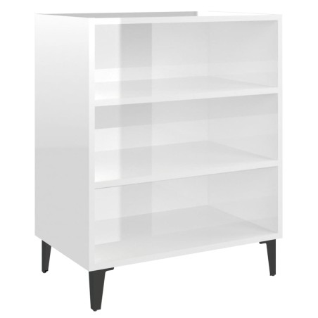vidaXL Aparador de madera contrachapada blanco brillante 57x35x70 cm
