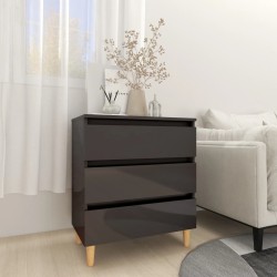 vidaXL Aparador de madera contrachapada gris brillante 60x35x69 cm