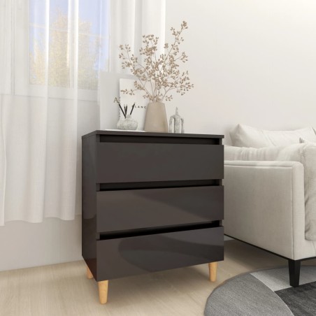 vidaXL Aparador de madera contrachapada gris brillante 60x35x69 cm