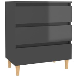 vidaXL Aparador de madera contrachapada gris brillante 60x35x69 cm