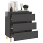vidaXL Aparador de madera contrachapada gris brillante 60x35x69 cm