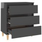 vidaXL Aparador de madera contrachapada gris brillante 60x35x69 cm