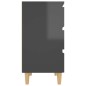 vidaXL Aparador de madera contrachapada gris brillante 60x35x69 cm