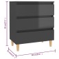 vidaXL Aparador de madera contrachapada gris brillante 60x35x69 cm