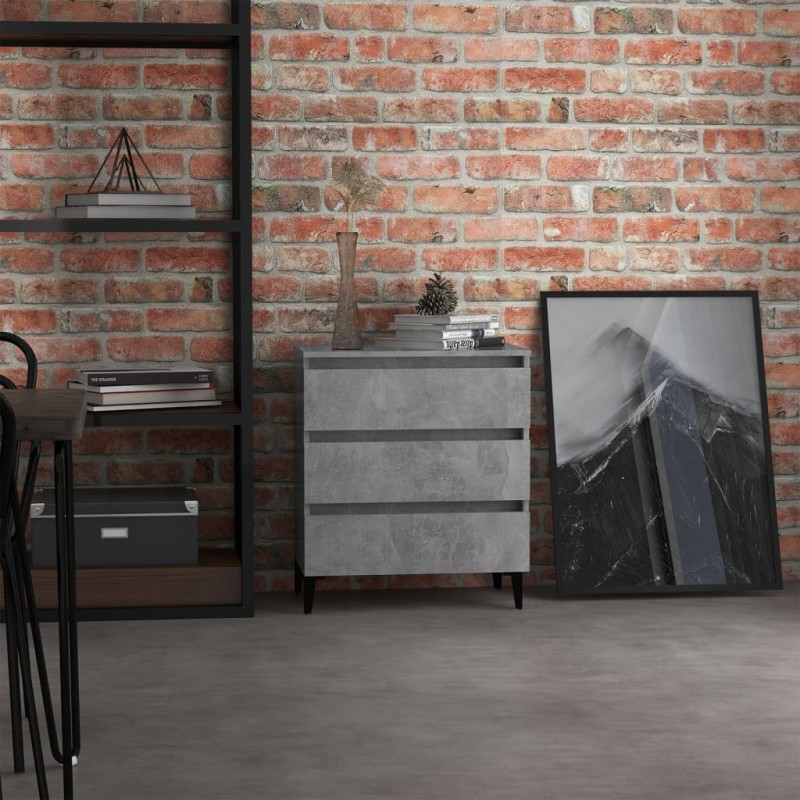 vidaXL Aparador de madera contrachapada gris hormigón 60x35x69 cm vidaXL Aparador de madera contrachapada gris hormigón 60x35x69 cm