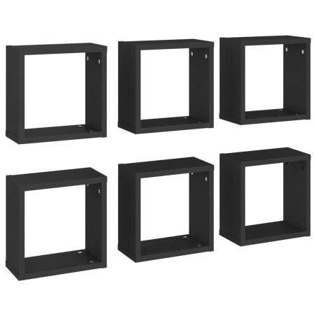 vidaXL Estante cubo pared 6 uds negro 30x15x30 cm