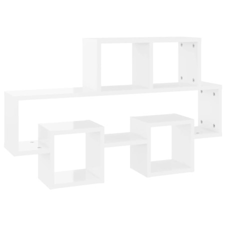 vidaXL Estante pared forma de coche madera ingeniería blanco brillo