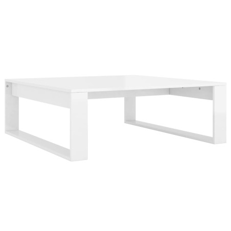 vidaXL Mesa de centro madera contrachapada blanco brillo 100x100x35 cm