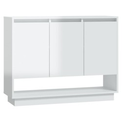 vidaXL Aparador de madera contrachapada blanco brillante 97x31x75 cm
