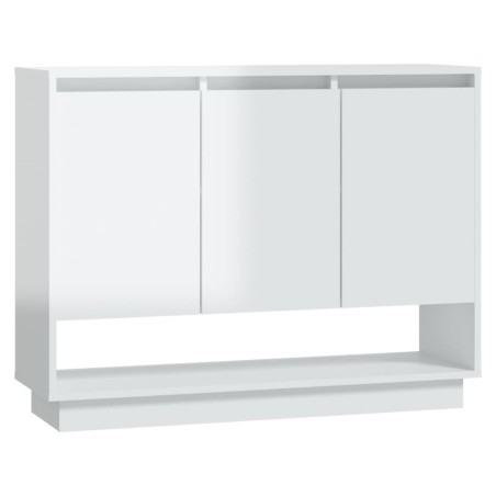 vidaXL Aparador de madera contrachapada blanco brillante 97x31x75 cm