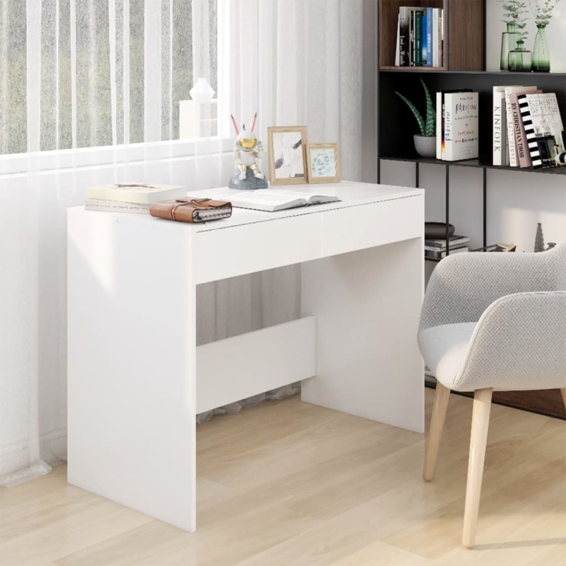 vidaXL Escritorio de madera contrachapada blanco 101x50x76,5 cm vidaXL Escritorio de madera contrachapada blanco 101x50x76,5 cm