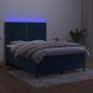 vidaXL Cama box spring colchón y LED terciopelo azul oscuro 140x190 cm vidaXL Cama box spring colchón y LED terciopelo azul oscuro 140x190 cm