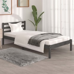 vidaXL Estructura de cama madera maciza de pino gris 90x190 cm