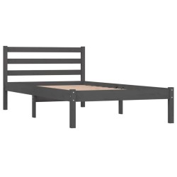 vidaXL Estructura de cama madera maciza de pino gris 90x190 cm