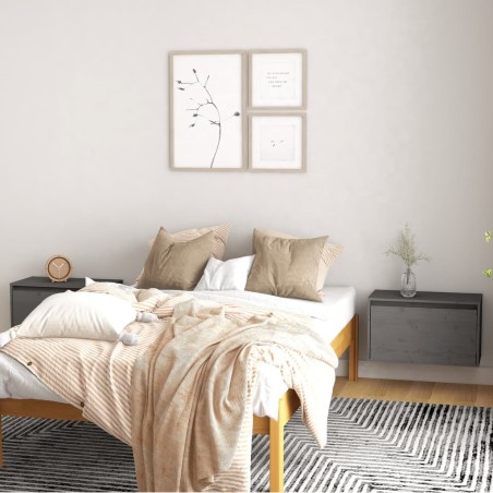 vidaXL Armario de pared 2 uds madera maciza de pino gris 60x30x35 cm