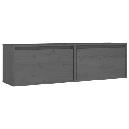 vidaXL Armario de pared 2 uds madera maciza de pino gris 60x30x35 cm