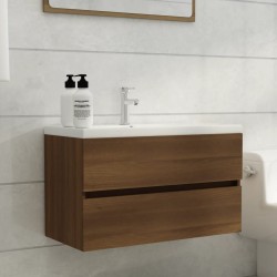 vidaXL Mueble de lavabo madera contrachapada roble marrón 80x38,5x45cm