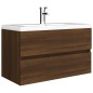 vidaXL Mueble de lavabo madera contrachapada roble marrón 80x38,5x45cm vidaXL Mueble de lavabo madera contrachapada roble marrón 80x38,5x45cm