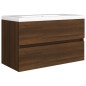vidaXL Mueble de lavabo madera contrachapada roble marrón 80x38,5x45cm vidaXL Mueble de lavabo madera contrachapada roble marrón 80x38,5x45cm