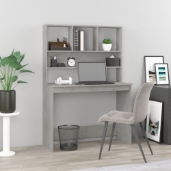vidaXL Escritorio de estantes contrachapada gris hormigón 102x45x148cm