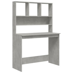 vidaXL Escritorio de estantes contrachapada gris hormigón 102x45x148cm
