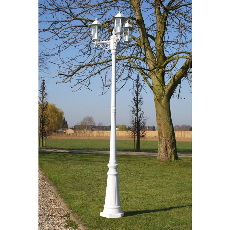 vidaXL Farola de jardín 3 brazos aluminio blanco 215 cm vidaXL Farola de jardín 3 brazos aluminio blanco 215 cm
