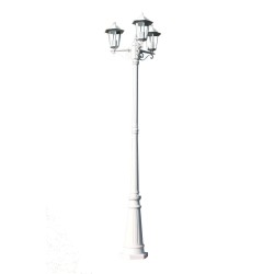 vidaXL Farola de jardín 3 brazos aluminio blanco 215 cm
