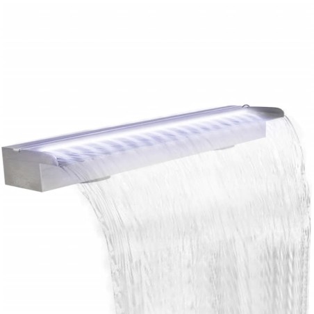 vidaXL Fuente cascada rectangular LED piscina acero inoxidable 150 cm