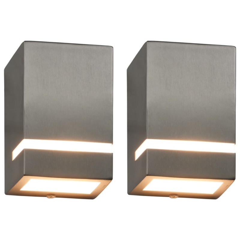 vidaXL Lámparas de pared de exterior 2 uds 35 W plateado semicircular vidaXL Lámparas de pared de exterior 2 uds 35 W plateado semicircular