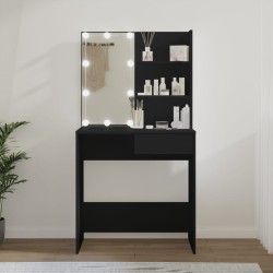 vidaXL Tocador con LED negro 74,5x40x141 cm
