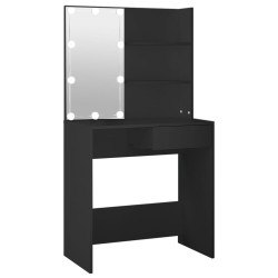 vidaXL Tocador con LED negro 74,5x40x141 cm