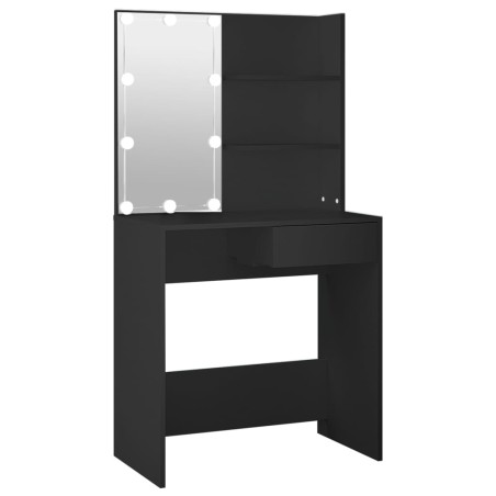 vidaXL Tocador con LED negro 74,5x40x141 cm