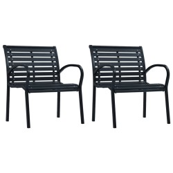 vidaXL Sillas de jardín 2 unidades acero y WPC negro