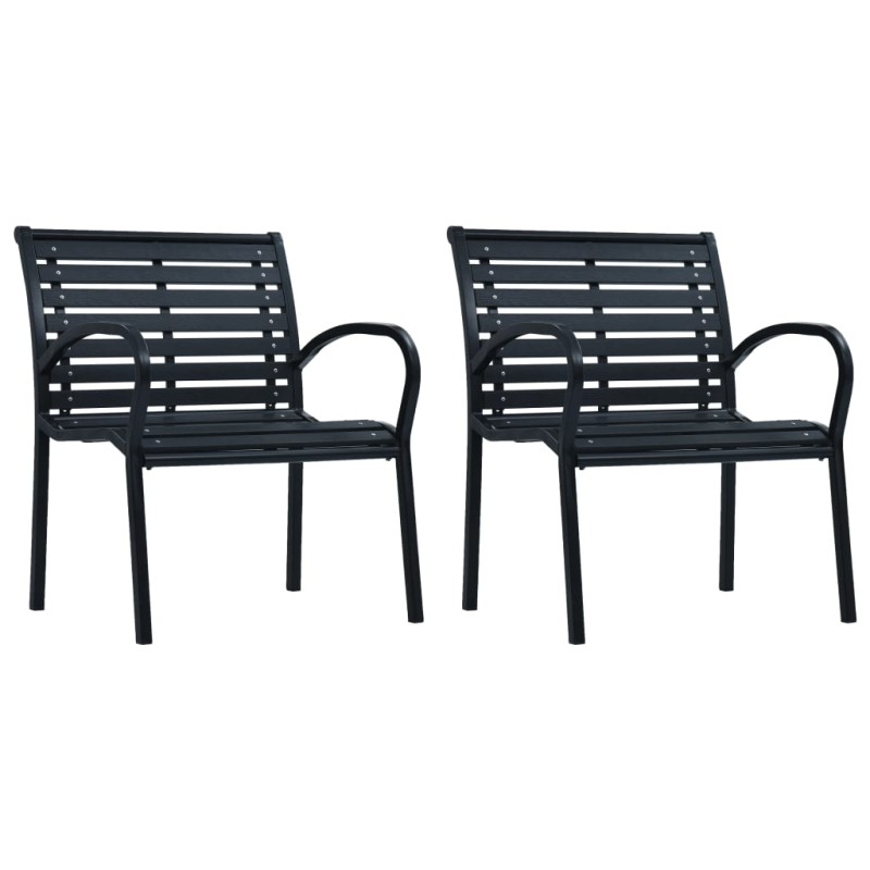 vidaXL Sillas de jardín 2 unidades acero y WPC negro vidaXL Sillas de jardín 2 unidades acero y WPC negro