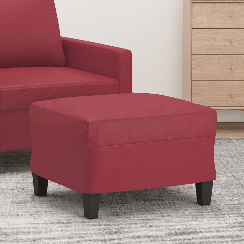 vidaXL Reposapiés de cuero sintético rojo tinto 60x50x41 cm vidaXL Reposapiés de cuero sintético rojo tinto 60x50x41 cm