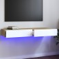 vidaXL Mueble de TV con luces LED blanco y roble Sonoma 120x35x15,5 cm vidaXL Mueble de TV con luces LED blanco y roble Sonoma 120x35x15,5 cm