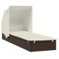 vidaXL Tumbona con toldo plegable ratán sintético marrón 213x63x97cm vidaXL Tumbona con toldo plegable ratán sintético marrón 213x63x97cm