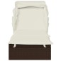 vidaXL Tumbona con toldo plegable ratán sintético marrón 213x63x97cm vidaXL Tumbona con toldo plegable ratán sintético marrón 213x63x97cm