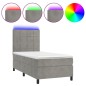 vidaXL Cama box spring colchón y LED terciopelo gris claro 80x200 cm