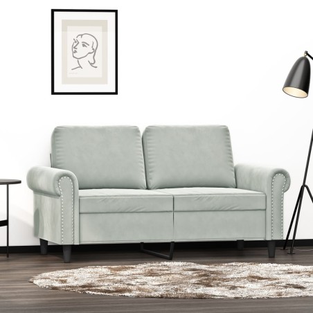 vidaXL Sofá de 2 plazas de terciopelo gris claro 120 cm